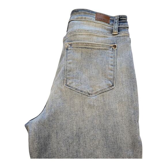 Judy Blue Wide Leg Crop Jeans Womens 7/28 Blue Light Wash Button Fly Bohemian - Picture 6 of 12